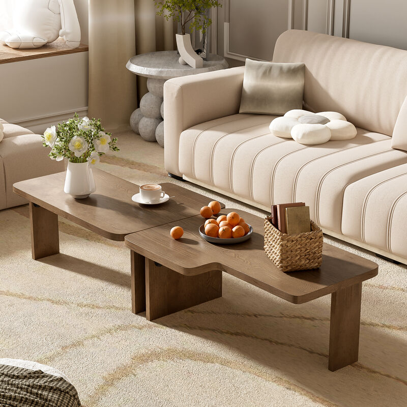 Merax Rectangle Coffee Table with Splicing Design