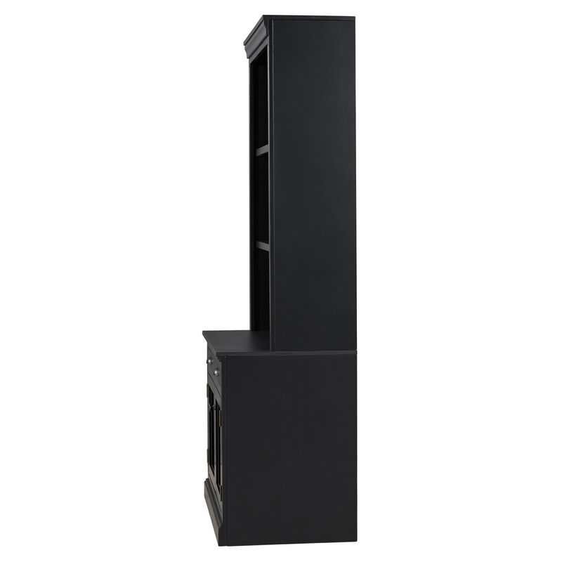 Merax Modern Storage Bookcase with 2 Glass Doors