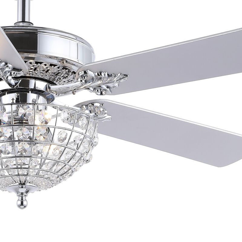 Mandy 3-Light Glam Classic Crystal Dome Shade LED Ceiling Fan With Remote