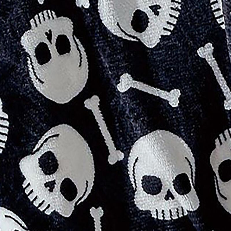 Skull & Bones Faux Shearling Micro Plush Throw Blanket 50" x 60" Black & White by Plazatex