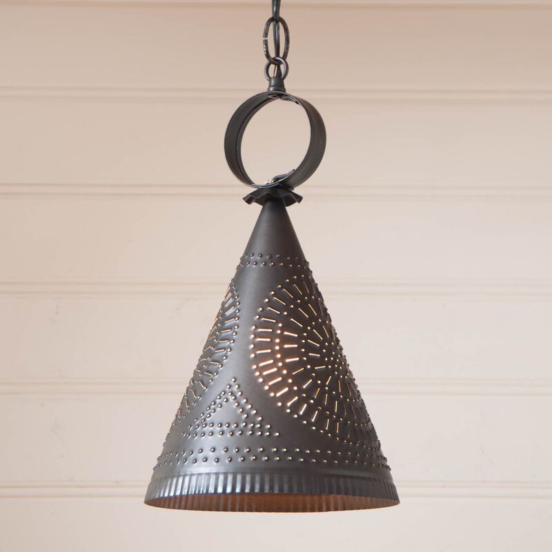 Madison Witch's Hat Pendant In Kettle Black Punched Tin image number 1