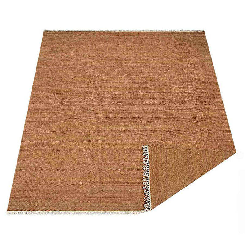 RUGSOTIC CARPETS HAND WOVEN FLAT WEAVE KILIM WOOL ECO-FRIENDLY AREA RUGS  -Orange Color, Solid Plain Design, Low Pile  Handmade Rugs for Living Room, Bed Room (D00111) image number 3