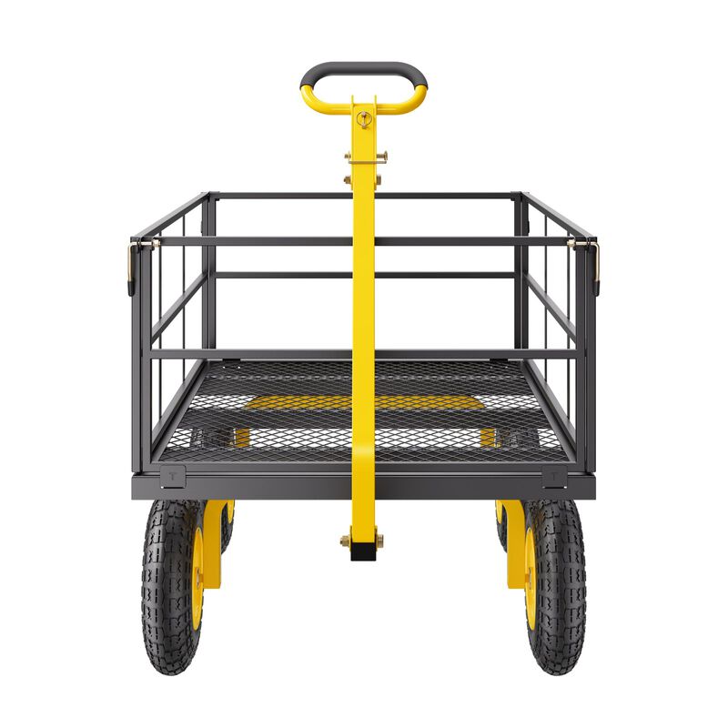 Heavy-Duty Steel Garden Wagon &ndash; Outdoor Utility Cart with Removable Mesh Sides, for Yard & Lawn Work image number 3
