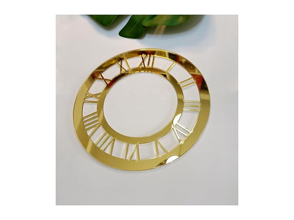 Set Gold Mirrored Acrylic Mirror Plate Wall Clock 20 Cm Home Decor