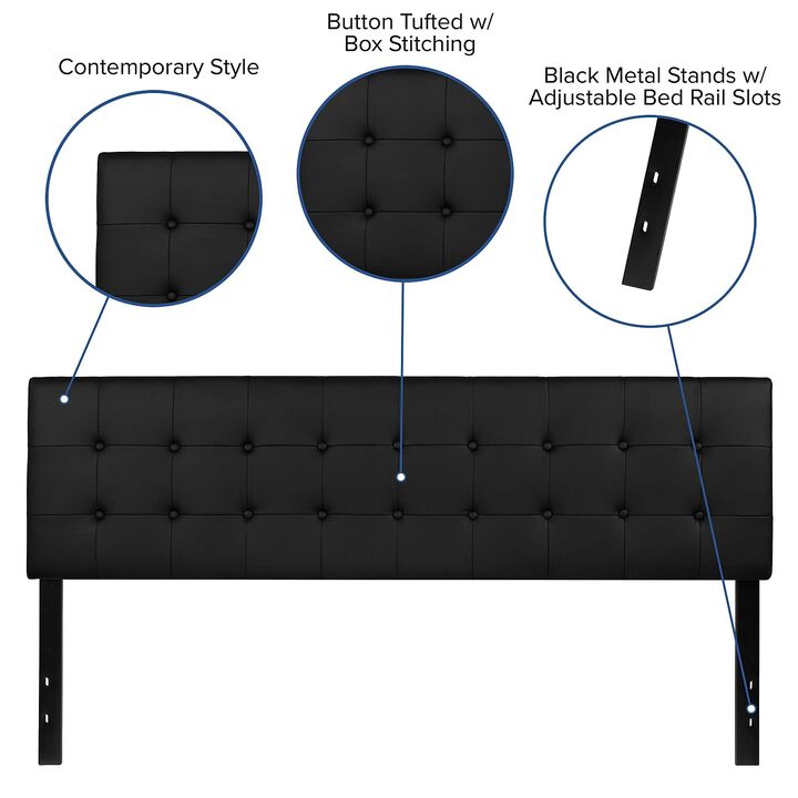 Flash Furniture Lennox Tufted Upholstered King Size Headboard in Black Vinyl