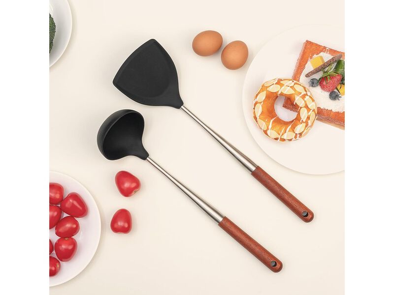 FJNATINH Silicone Wok Spatula and Ladle Tool Set