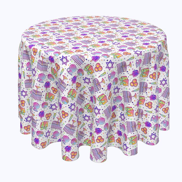 Fabric Textile Products, Inc. Round Tablecloth, 100% Polyester, Purple Tint Hanukkah