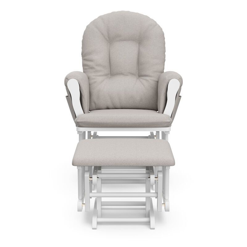 Storkcraft Hoop Glider and Ottoman - White with Taupe Swirl