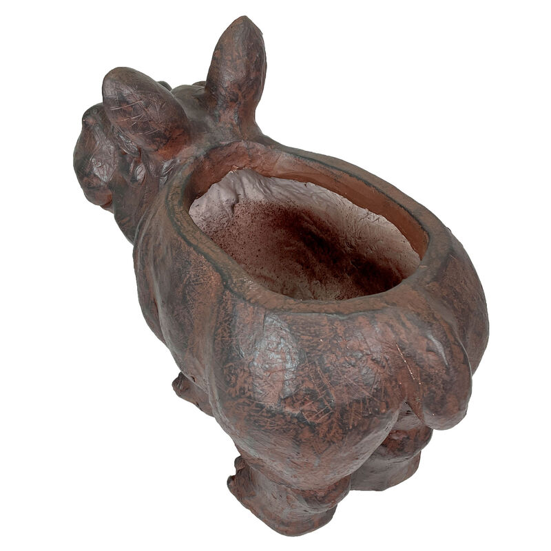 Brown 17" Hippo MGO Planter, Durable Weatherproof Magnesium - Indoor/Outdoor image number 3