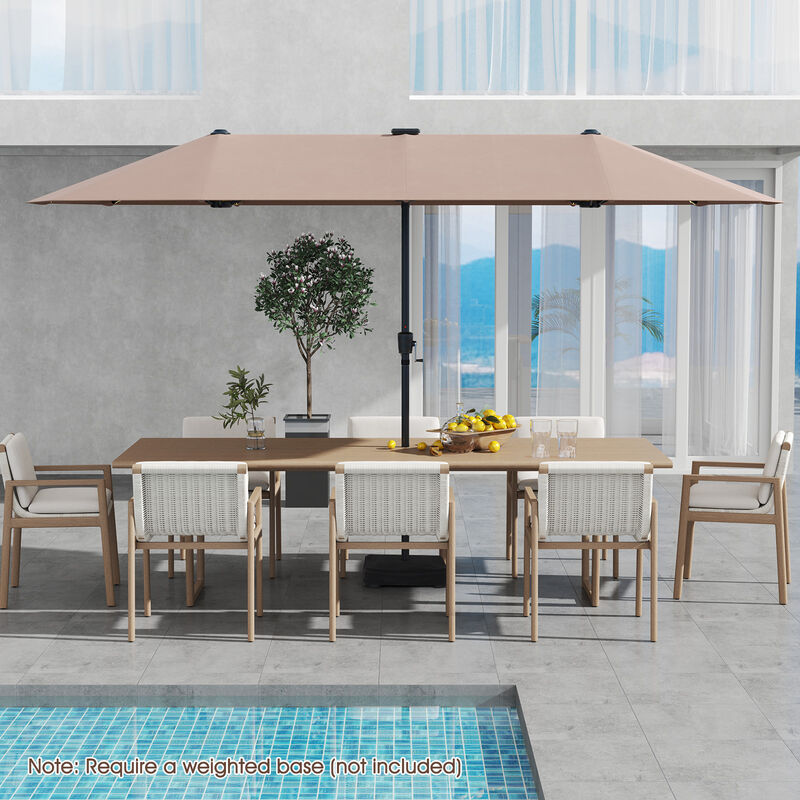 Large Patio Umbrella with LED Solar Lights and Crank Handle