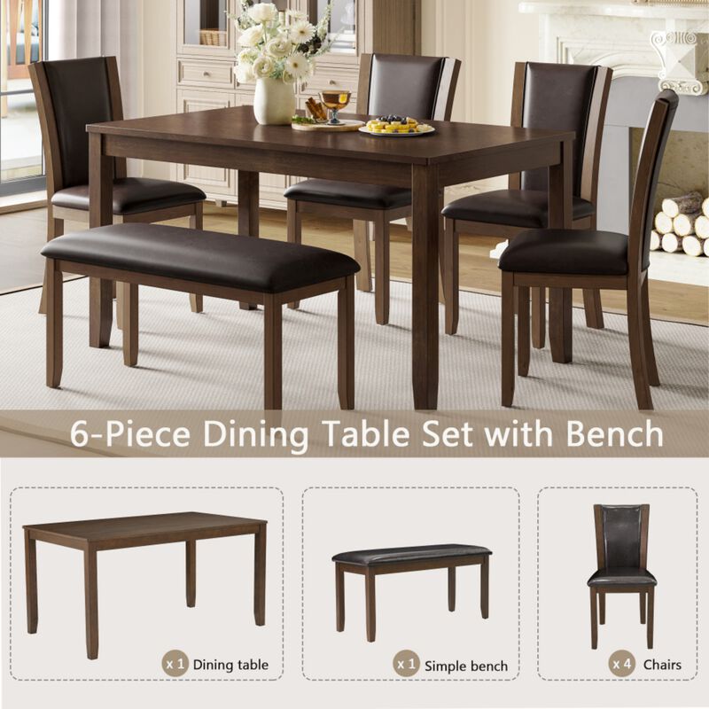 Pimmel 6‑Piece Rectangular Farmhouse Rustic  Dining Table Set image number 6
