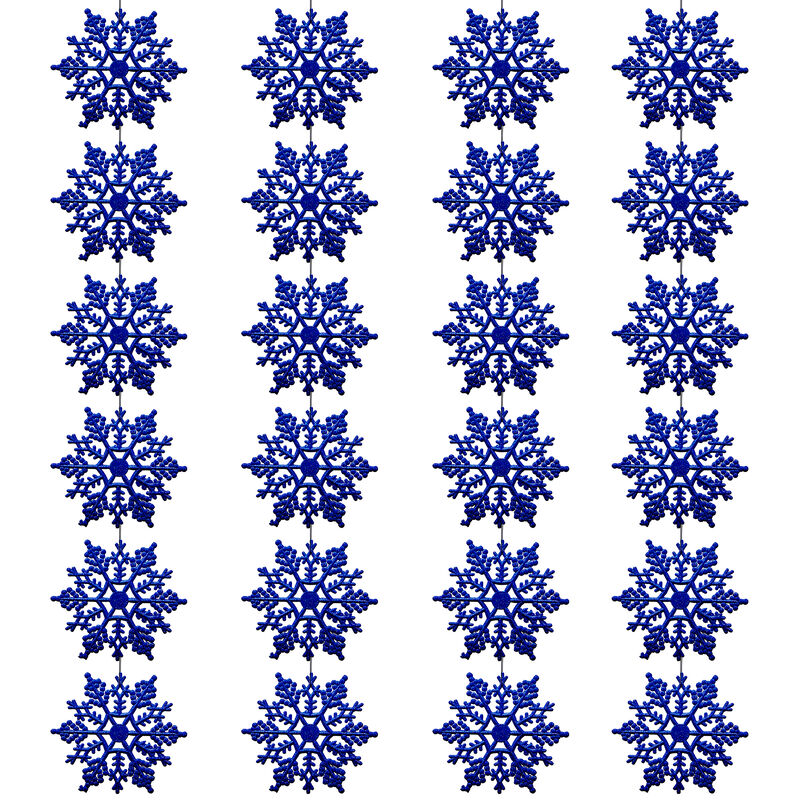 24ct Lavish Blue Glitter Snowflake Christmas Ornaments 4" image number 0