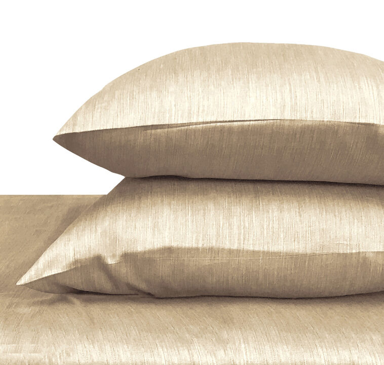 BedVoyage Melange Rayon Bamboo Cotton Pillowcases, Queen - Sand
