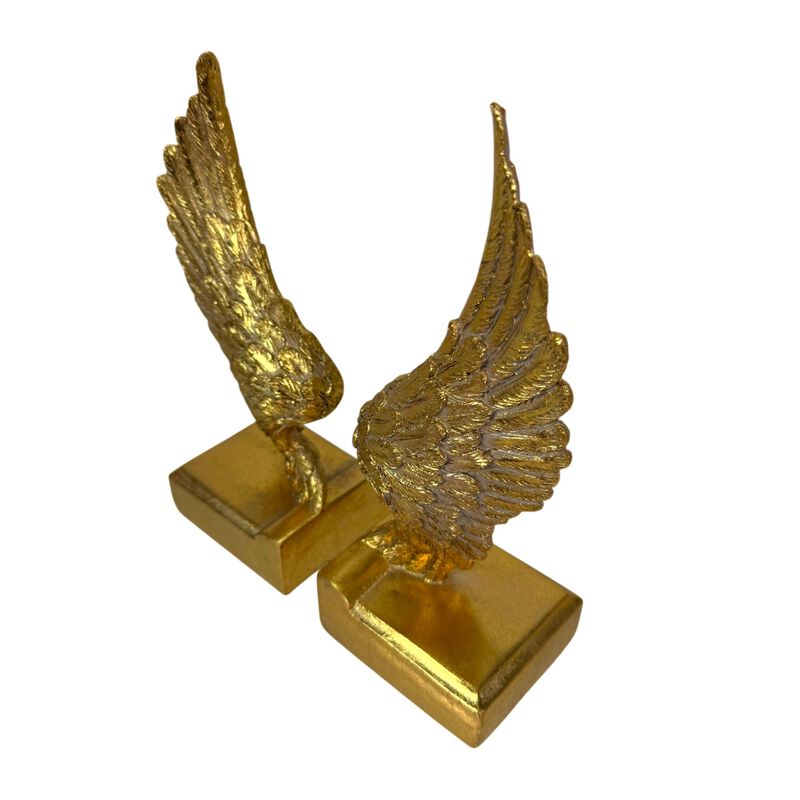 Angel Wing Bookends Set Antique Gold Resin 875 In Decorative Book Holders image number 4