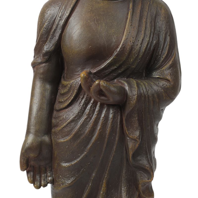LuxenHome Brown MgO Enlightened Standing Buddha Garden Statue