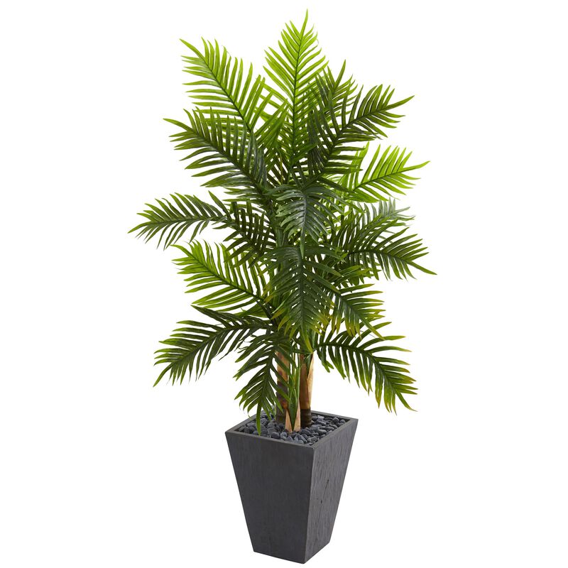 Hivvago 5.5 Feet Areca Palm Artificial Tree in Slate Finished Planter (Real Touch)