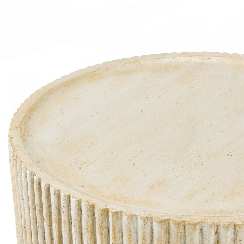 Christopher Knight Home Jayma Patio Modern Lightweight Concrete Round Fluted Coffee Table image number 6