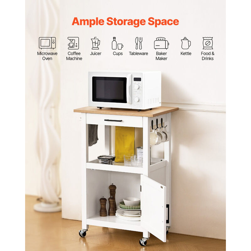 Kitchen Island Cart with Cabinet & Drawer &ndash; Mobile Table with Towel Rack, Hooks & Swivel Wheels image number 7