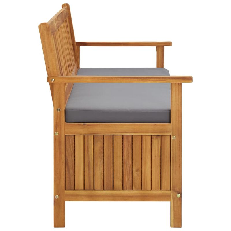 vidaXL Garden Storage Bench with Cushion 58.3" Solid Acacia Wood