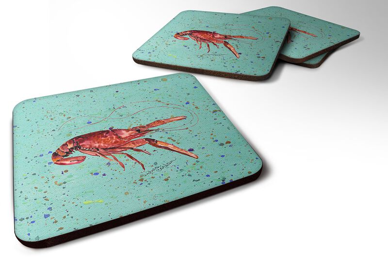 Caroline's Treasures 8461FC Crawfish Foam Coasters (Set of 4), 3.5 H x 3.5 W, Multicolor