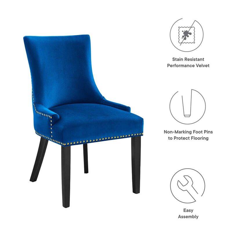 Modway Marquis 20.5" Velvet Dining Side Chairs in Navy/Black (Set of 2) image number 7