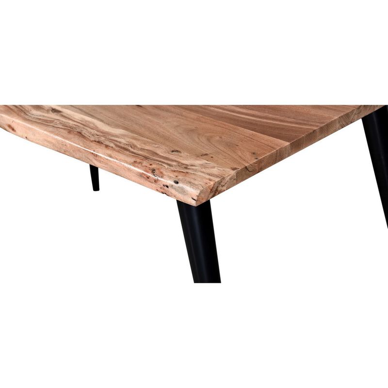 70 Inch Wood Dining Bench, Farmhouse Design, Crossed Legs, Brown, Chrome-Benzara