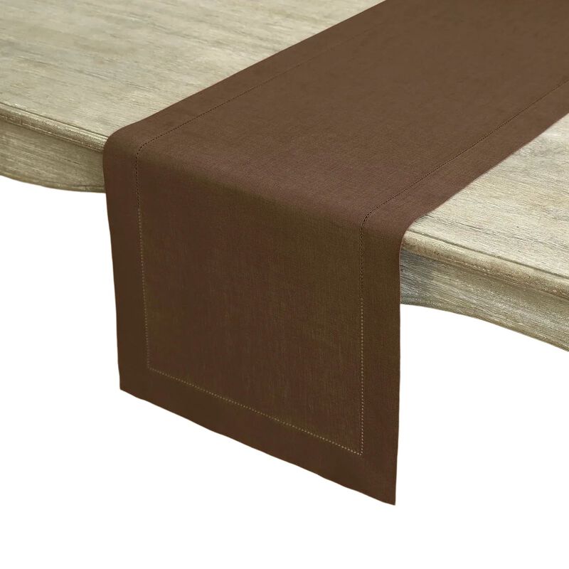 Solino Home Classic Hemstitch 100% Linen Table Runner &ndash; Handcrafted, Machine Washable, Perfect for Holiday and Everyday Dining