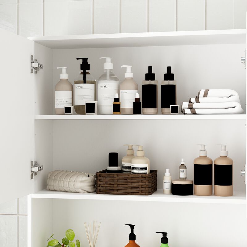 FUFU&GAGA 31.51-in x 7.9-in x 9.8-in White 6-Shelf Over-the-Toilet Storage