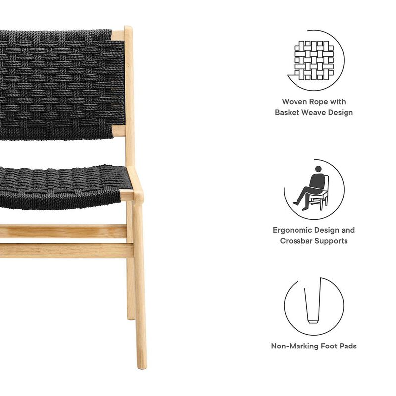 Saoirse Woven Rope Wood Dining Side Chair Set of 2 image number 1