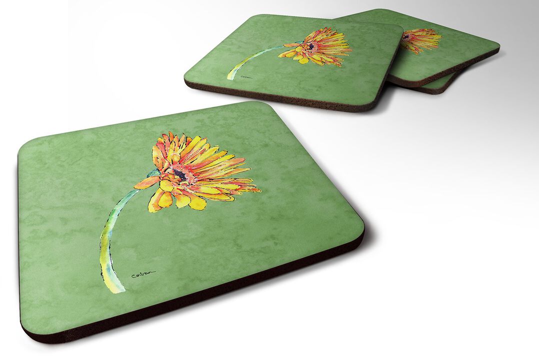 Caroline's Treasures 8854FC Gerber Daisy Orange Foam Coasters (Set of 4), 3.5 H x 3.5 W, Multicolor