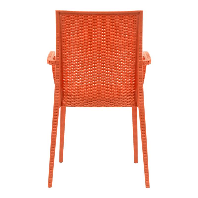 LeisureMod Patio Dining Armchair, Stackable Indoor and Outdoor Polypropylene Chairs with Ergonomic Design for Garden, Deck, or Kitchen Use image number 3
