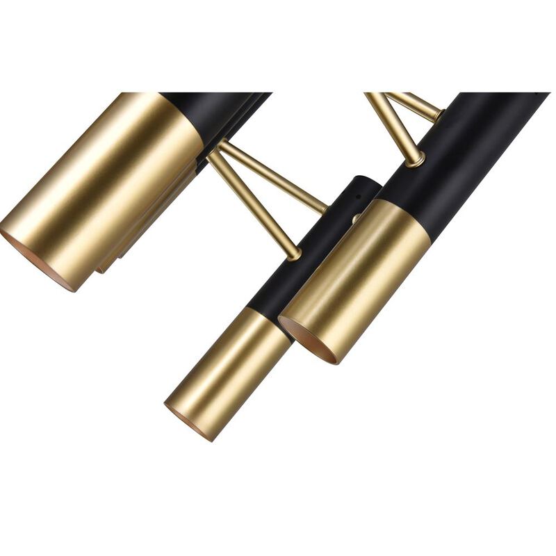 CWI Lighting Anem 7 Light Down Chandelier With Matte Black & Satin Gold Finish