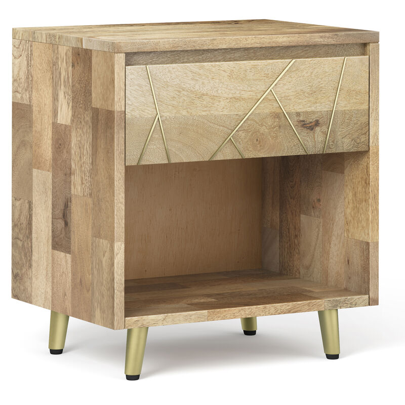 Jager SOLID MANGO WOOD 22 inch Wide Mid Century - Contemporary Bedside Nightstand Table in Natural