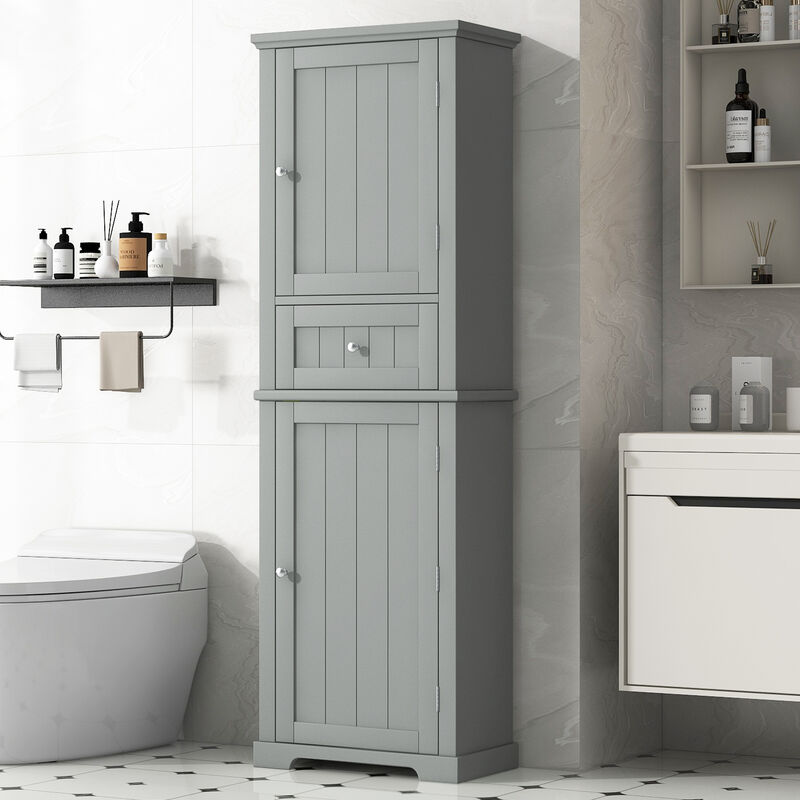 Merax Painted Finish Freestanding Bathroom Storage Cabinet