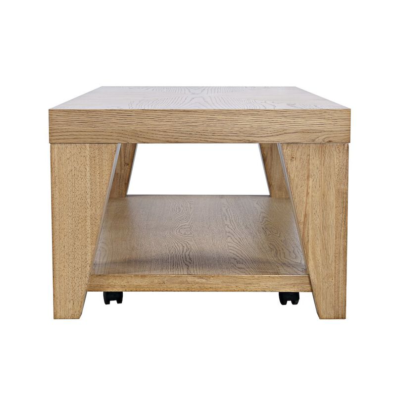 Jofran Modern Contemporary 50 Coffee Table with Storage Shelf and Hidden Casters