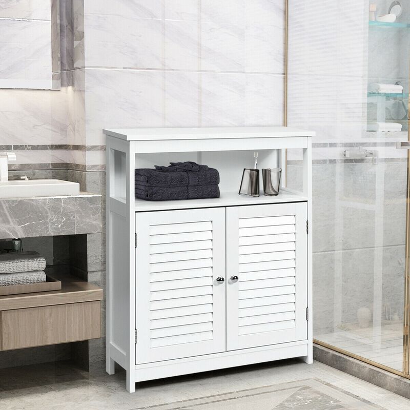 Wood Freestanding Bathroom Storage Cabinet with Double Shutter Door image number 5