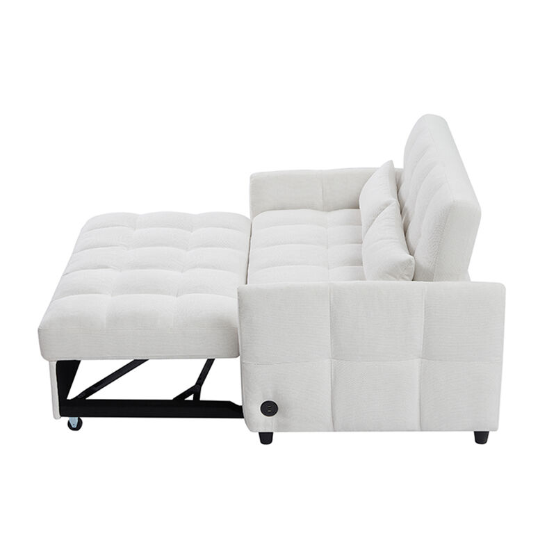 Merax Loveseat Sofa Pull-out Sleeper Sofa with 3 USB Ports