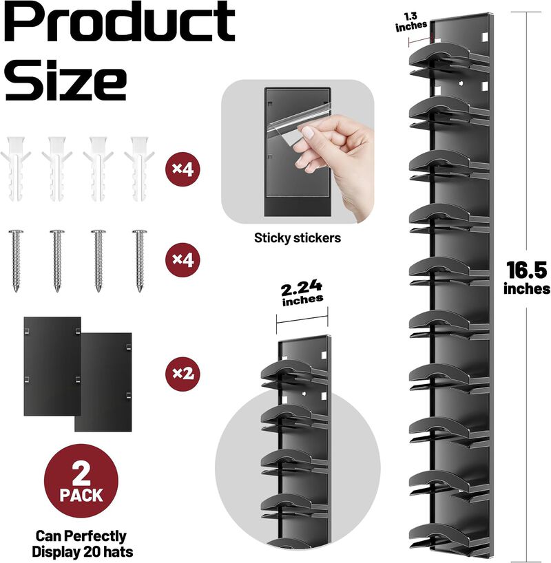 2 Pack Baseball Hat Organizer Hold up to 20 Caps image number 6
