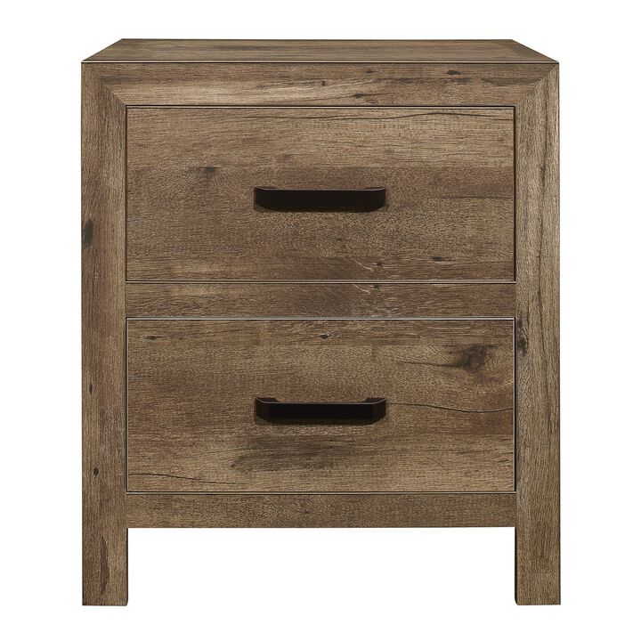 Bedroom Wooden Nightstand 1pc Weathered Pine Finish 2x Drawers Transitional Style Furniture