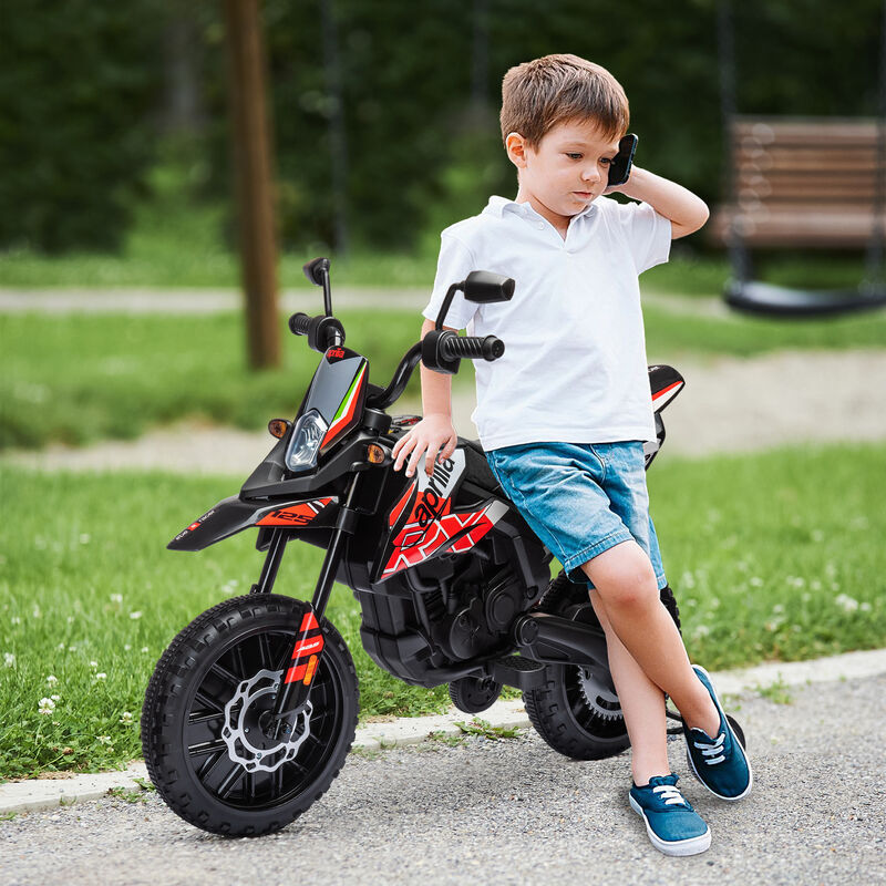 BreeBe 12V Aprilia Licenced Kids Motorcycle with Training Wheels, Spring Suspension, LED Light, USB, Music image number 1