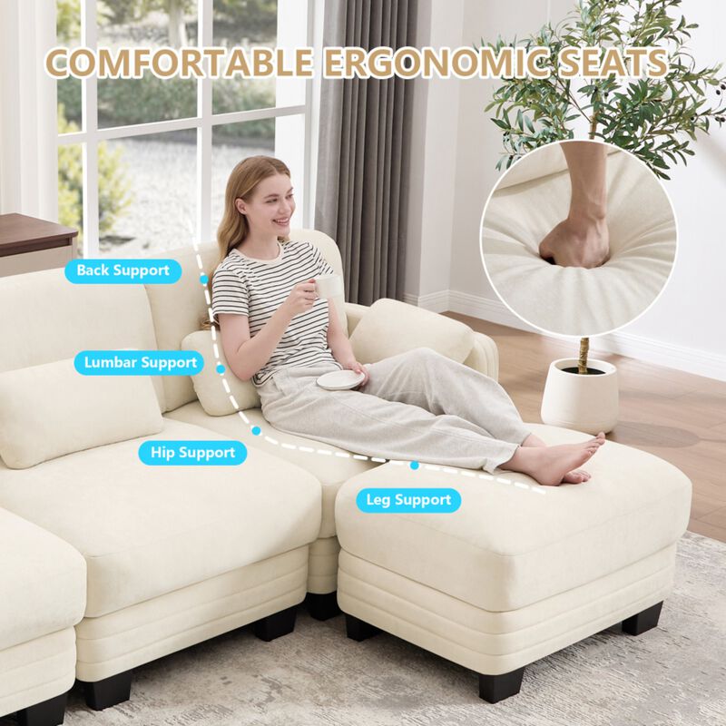 Dresok Chenille U-Shaped Modular Sectional Sofa image number 8