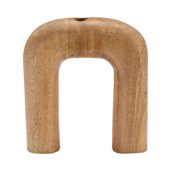 Wood Horseshoe Vase, Brown
