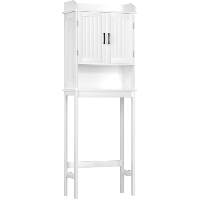 Hivvago Over the Toilet Bathroom Storage Cabinet Shelving Unit in White Wood Finish
