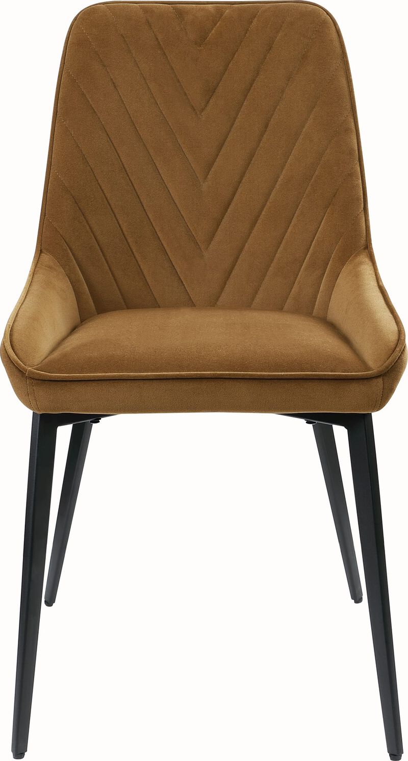Lucia Upholstered Dining Chair in Cognac Velvet and Black Metal - Set of 2