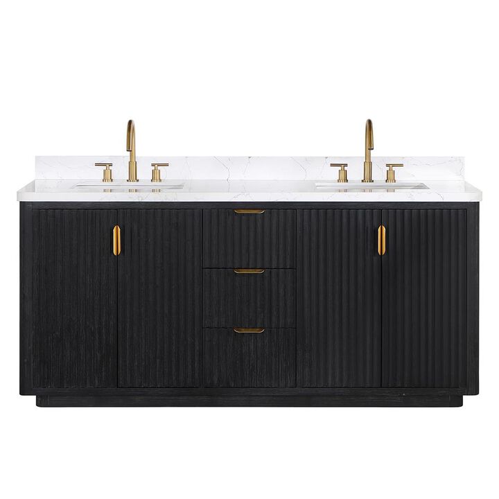 Vinnova Design Free-standing Double Bathroom Vanity with Composite top in Lightning White