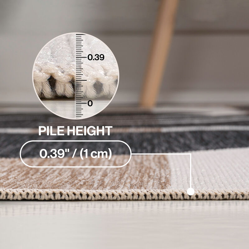 Allison Classic Beach Stripe and Monstera Leaf Indoor/Outdoor Area Rug