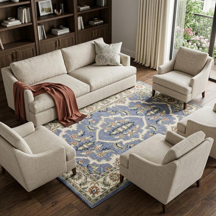 HomeRoots Floral Power Loom Area Rug