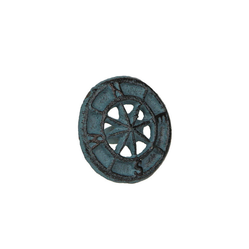 Set of 12 Light Blue Cast Iron Nautical Compass Rose Drawer Pulls: Functional and Stylish Hardware Coastal Knobs for Cabinets, Dressers, and Furniture image number 5