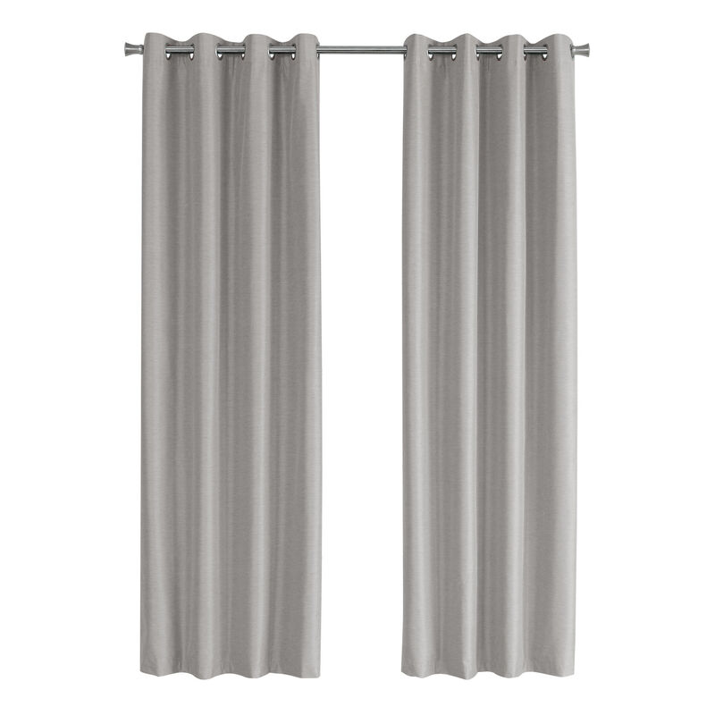 Monarch Specialties Curtain Panel, 2pcs Set, 100% Blackout, Grommet, Living Room, Bedroom, Kitchen, Thermal Insulation, Polyester, Contemporary, Modern
