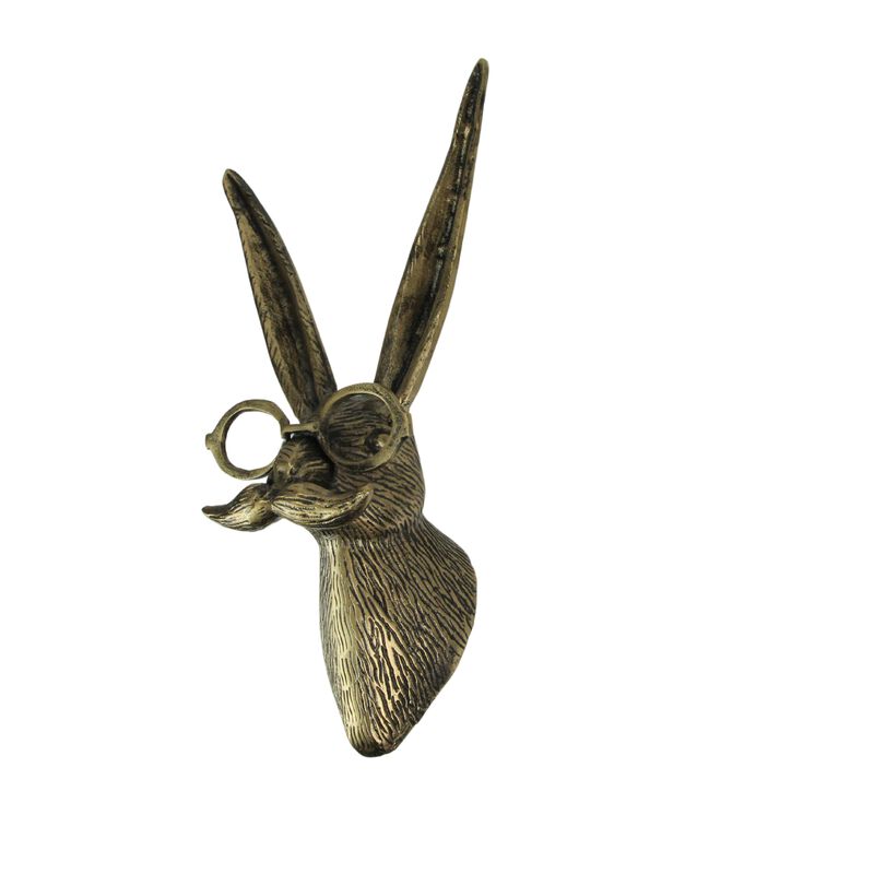 Gold Hare Head Wall Hanging &ndash; Whimsical Decor with Glasses & Mustache image number 2